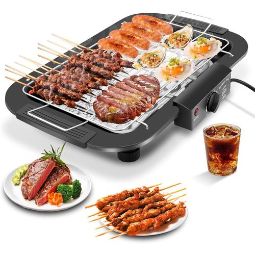 Electric Barbeque Grill 2000W Tandoori Maker Indoor and Outdoor Grill Non Stick with 5 Temperature Adjustments Portable Electric Grill Non-Slip Feet
