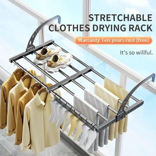 Foldable Clothes Drying Rack Stainless Steel for Balcony Bedroom Drying Shoes Clothes Towel Organizer Window Shoe Storage Shelf