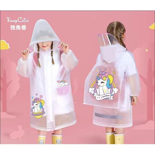 Lightweight Children’s Raincoat with Wide Brim Hat – Size M (90–105cm)