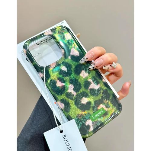 Green Leopard Print Phone Case for IPhone Shockproof Cover