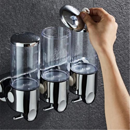 Wall-Mounted Multi-Chamber Soap Dispenser Bathroom Kitchen Liquid Shampoo Conditioner Hand Soap Refillable Pump Organizer
