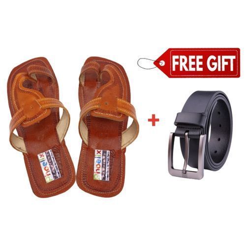 CAMELS HIDE PURE LEATHER OPEN SHOES/SANDALS + FREE PURE LEATHER BELT.