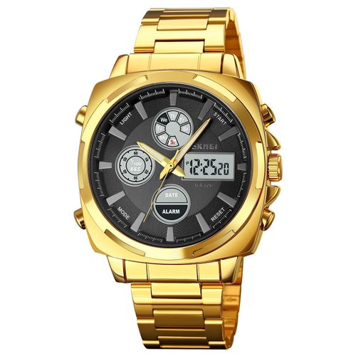 2026 New Mens Square Dial Luminous Digital Watch gold
