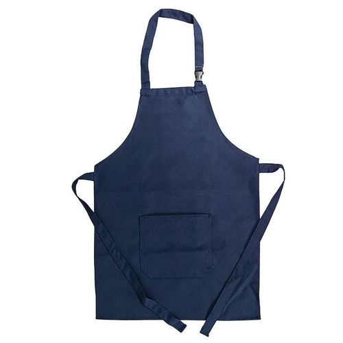CBC Kid's Children Aprons navy blue for ages 7 to 15 with an adjustable neck strap and a front pocket.