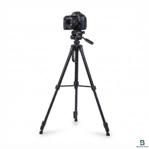 Professional Camera Tripod Stand with Phone Holder – 360° Fluid Pan Head, Lightweight Aluminum Video Holder for DSLR Cameras, Smartphones & Live Streaming (Includes Carry Bag)