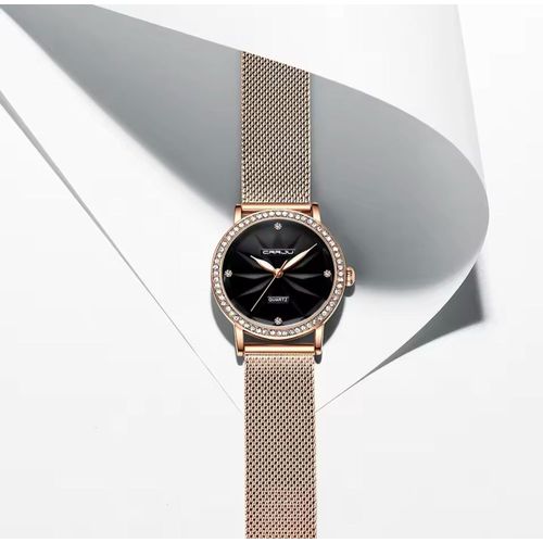 CRRJU Ladies Quartz Watch – Sleek Stainless Steel Mesh Band, Water Resistant & Stylish Design