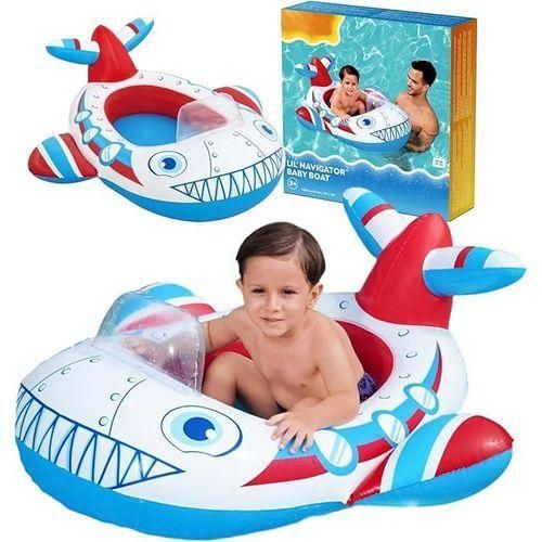 Pool Inflatables Swimming Floats for Children - Airplane Design Baby Navigator Boat Swimming Pool Outdoor Toys. Inflatable Boat Pool Float with Topline Card. Great for Birthday Gifts, Garden Games