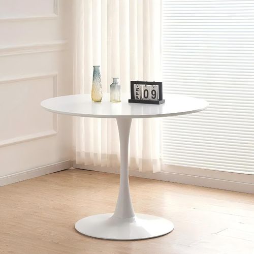 MDF Top Round Dining Table Modern Wooden Table with Sturdy Base for Kitchen Dining Living Room