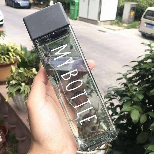 Water Bottle Transparent Square Plastic Drink Cup Outdoor Cold Juice Milk Sport Bottle With Portable Rope Leakproof Water BottleNo6