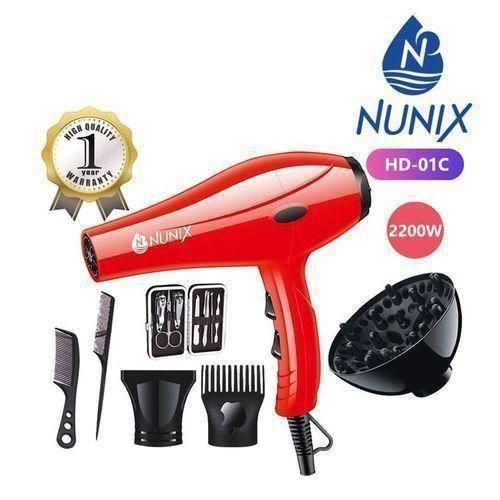 Hair Drier Straightener With 7 Pieces Accessories - Blowdry 2 Attachments Diffuser 2 Combs Nail Tools 2200W