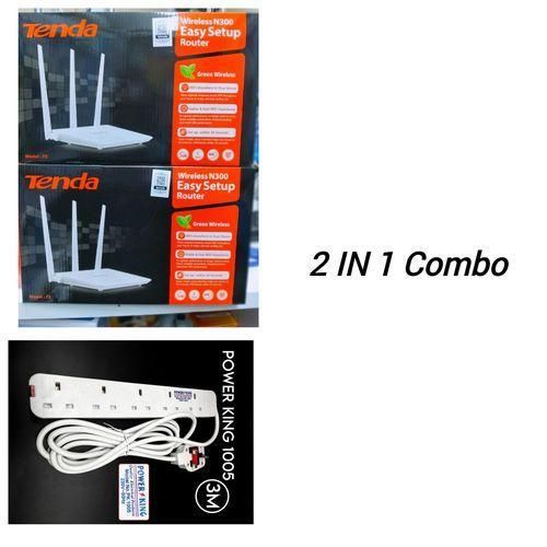 1Pcs TENDA N300 WIRELESS WIFI ROUTER + POWER 5-WAY EXTENSION (3M CABLE)