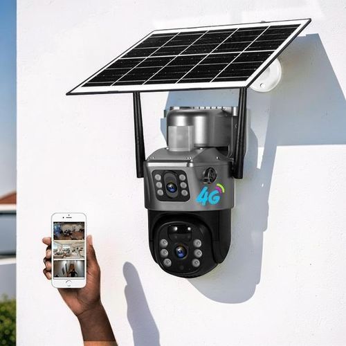 Remote Control 12MP 4G Simcard PTZ Rotating Dual Lens Outdoor Smart Security Monitoring Solar Camera
