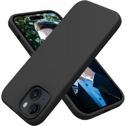 Black Slim Liquid Silicone 3 Layers Full Covered Soft Gel Rubber Phone Cover Case For IPhone 15