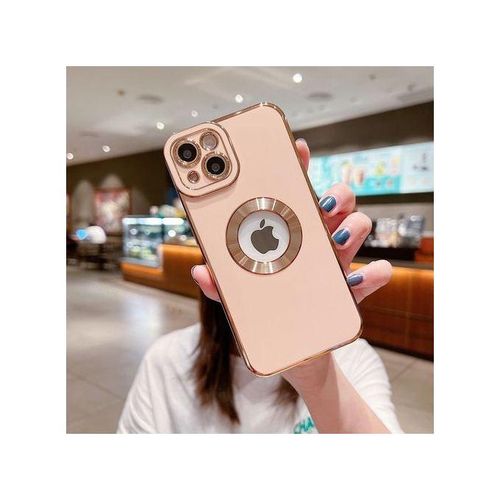 Soft Electroplated Phone Case For IPhone 11 12 13 14 Pro Max XS X XR 7 8 Plus Mini Hollow Out Silicone Cases CoverPink
