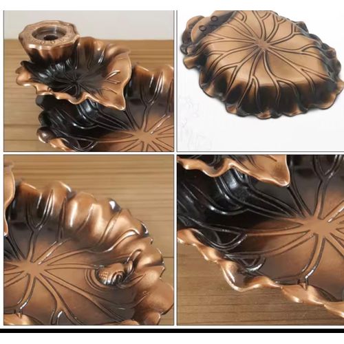 Lotus Leaf Alloy Backflow Incense Burner Chinese Zen Aromatherapy Holder