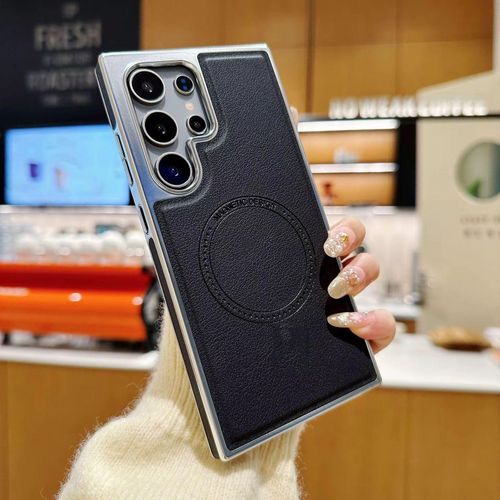 Premium Magnetic Leather Case With MagSafe For Samsung Galaxy S24 Ultra - Sleek, Durable, And MagSafe Compatible Genuine Leather Cover