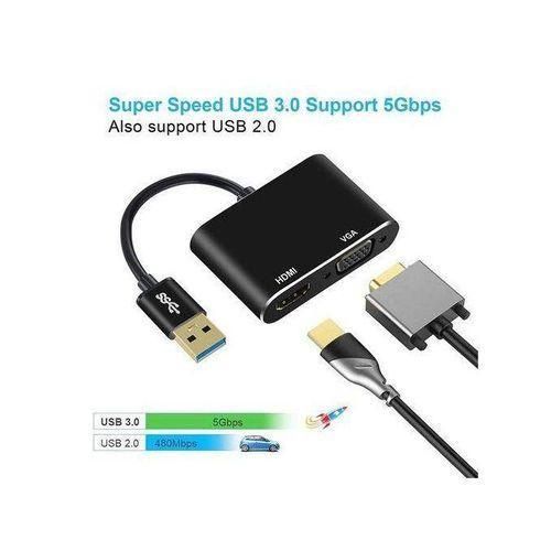 USB to HDMI VGA adapter USB 2-in-1 hub with HDMI 4K VGA 1080p HDMI converter for MacBookMacBook Pro 20192018 MacBook Air Chromebook Pixel LenovoYoga 720730 Dell XPS 13
