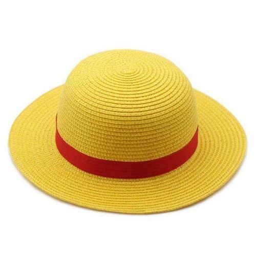 Fashion Cartoon Small Yellow Hat One Piece Anime Cosplay Straw Hat Summer Sunshade Beach Hat Performance Dress up Yellow 31cm NO5111