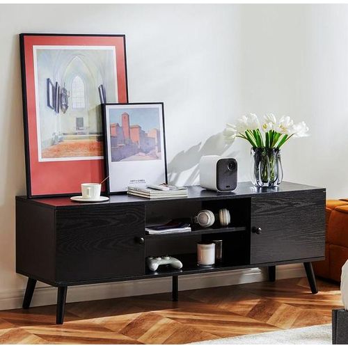 ROMAN (ALL BLACK) Wooden TV Stands 5FT
