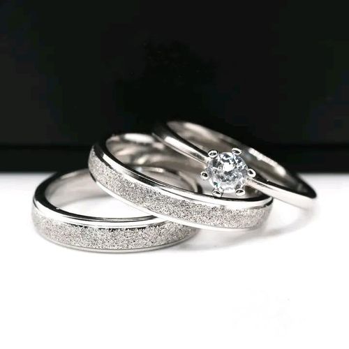 Silver Plated Double wedding ring engagement ring for women with free box