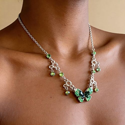 Elegant Green Lucky Butterfly Necklace for Women
