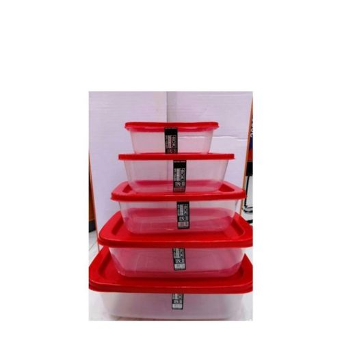Set of 5 Stackable Plastic Food Containers .