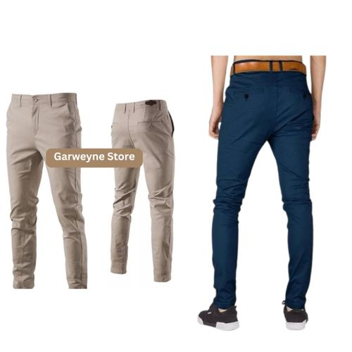 2 Khaki Men's Trouser Slim Fit Casual -Blue & Beige