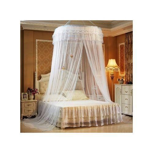 Big White Round Mosquito Net For Single Bed-FREE SIZE.
