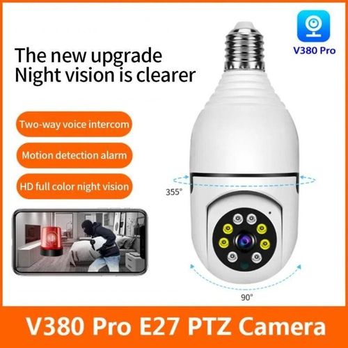 360° PTZ E27 Light Bulb Camera HD 1080P WiFi Wireless IP CCTV For Indoor Home Surveillance