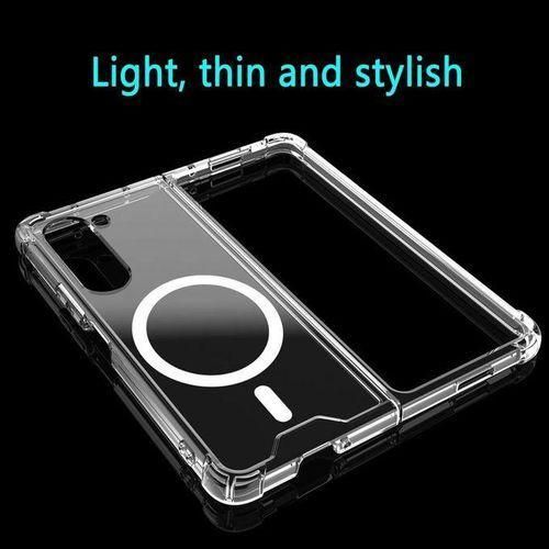 Galaxy Z Fold 6 Compatible with MagSafe Transparent Hard PC Back Soft TPU Bumper Cover 4 Reinforced Corners Shockproof Protection Slim Fit Not-Yellowing Clear