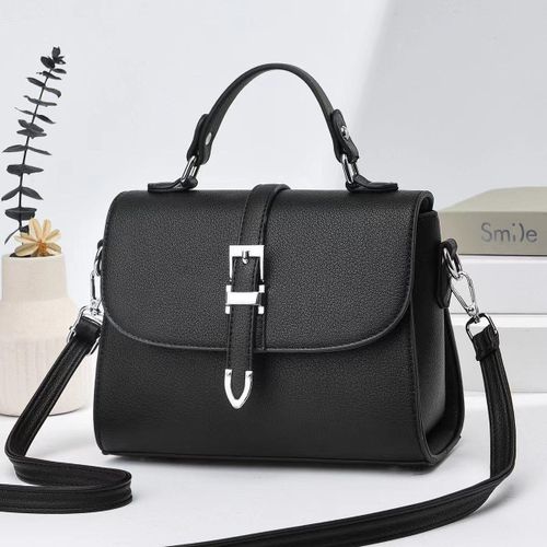 Elegant Ladies Shoulder Leather Sling Bag- Black