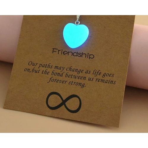 Love Heart pendant Necklace Gemstone Love Necklace Luminous Heart Necklace with a Black Leather Cord Valentine's Gift Necklace for Lovers