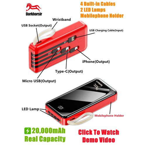 Fast Built-in 4Cables Real 20000 MAh Power Bank R