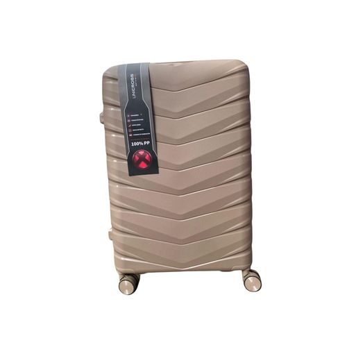 UNICROSS 27 Large Suitcase - 100 PP Unbreakable Hard Shell Checked-In Luggage Brown 23kg Capacity Double Anti-Theft Zip Telescopic Handle 360 Silent Rubber Spinner Wheels Expandable