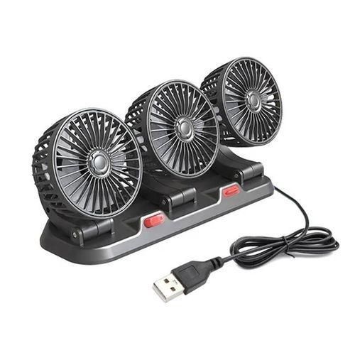 360-Degree Rotating Adjustable Car Three-Head Fan Style5V USB Universal