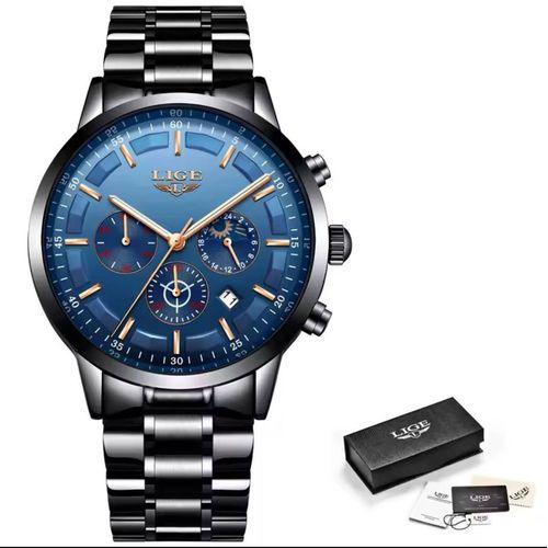 Premium Lige Chronograph Stainless Steel Watch – Multi-Function & Durable Build