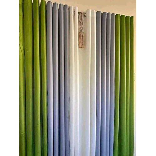 2pc New Green curtains (1.5m Each) and 2pc grey curtains (1.5m Each) with 1pc Heavy White Plain sheer (3m). Both Curtains and Sheer have Eyelet Header for Easy Installation and Premium Look.