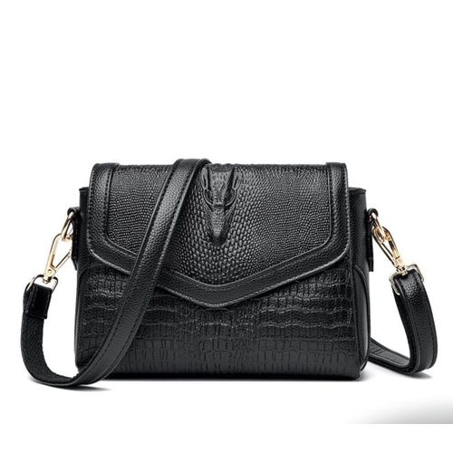 black crocodile sling bag