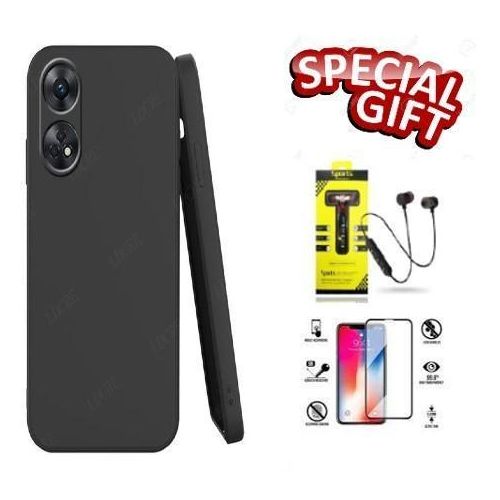 Oppo A38 Case Solid Color Silicone Soft Phone Cover Sports Bluetooth Headset Screen Protector