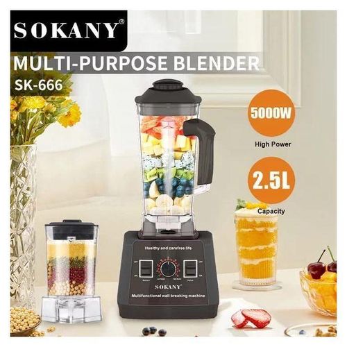Sokany Heavy Duty Commercial Professional Blender +Grinder Jar- 5000W, 2.5L