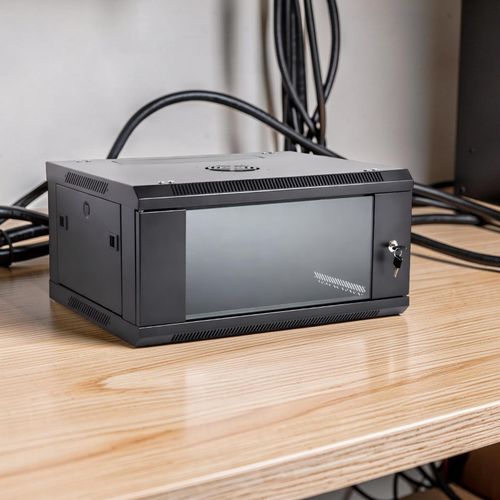 Superior Protection Lockable Steel-Framed Secure Server Rack Enclosure 4U Wall Mount Data Cabinet