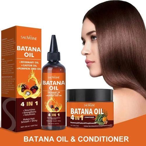 )2PCS/SET 4 IN1 Batana Oil & Conditioner for Hair Growth Reduces Split Ends Hair Treatment Mask Smoothing Enhances Hair Texture