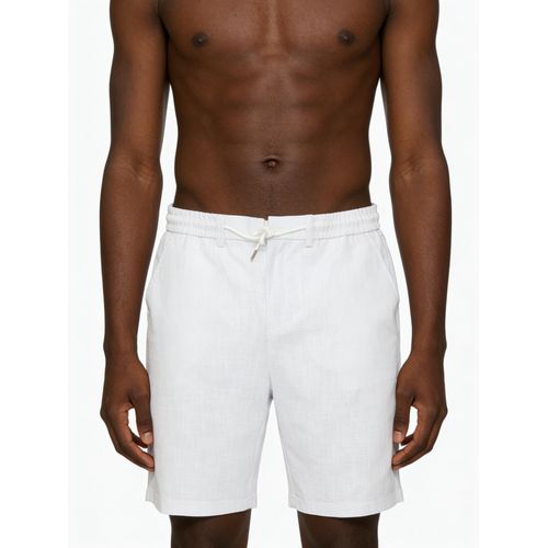 Mens Linen Blend Drawstring Shorts White