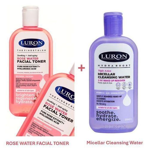 Soothing + Anti-aging ROSE WATER FACIAL TONER + Micellar Cleansing Water