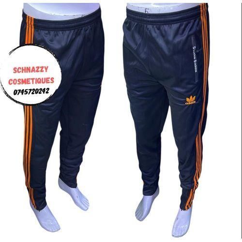 Unisex Track Sports Jogger Pants Elastic Waistband Striped Tracks Modern Athletic Style Convenient Pockets Iconic Soccer Heroes Hiphop Simple Basic Outfit ORANGE M