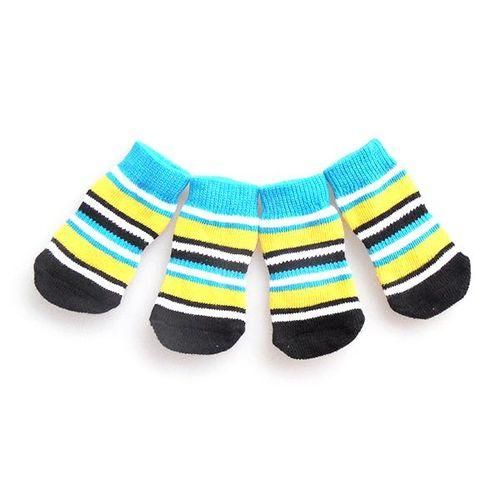 Pet Dog Puppy Cat Anti-slip Knit Cotton Weave Sock 4 Pcs L