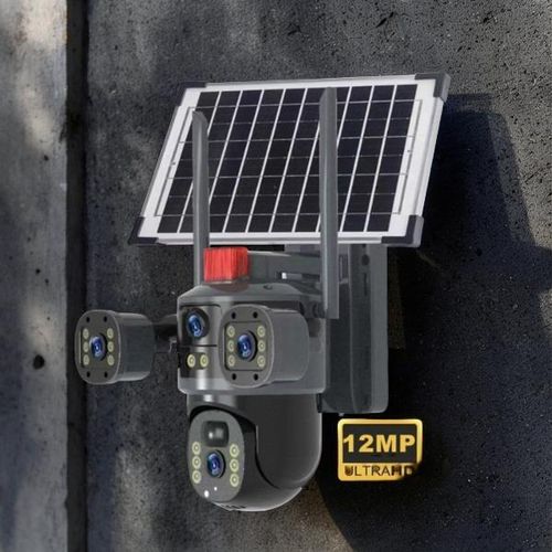 Human Movement Detection Smart AI Trigger V380 Pro App 12MP Ultra HD 4G PTZ Rotating Multiple Lens COLORED night vision Loud Siren Alarm Outdoor Security Solar Camera