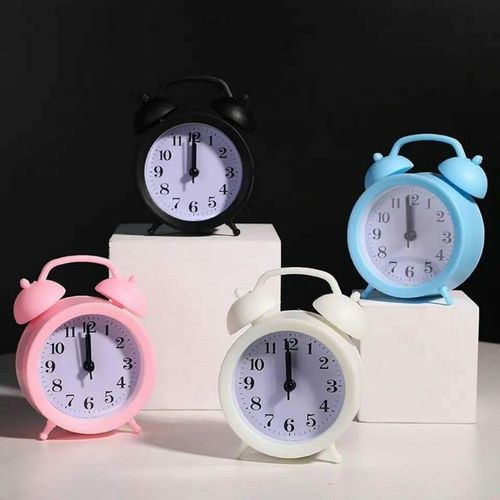 Decorative Metal Alarm Clock Small Desk Clock Ring Bell Night Light for Boys and Girls