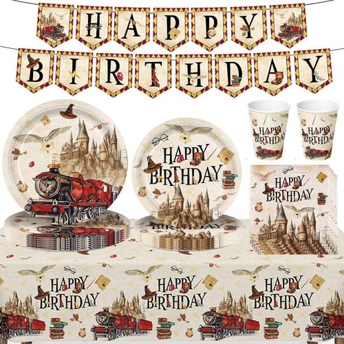 9-piece set disposable dinner plates, birthday party tableware, party paper plate set