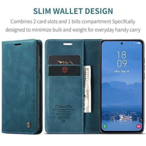RICHBOSS Magnetic Leather Flip Cover For Oppo Reno 12F – Blue - Premium Leather Wallet, Strong Magnetic Closure, Long Lasting Quality